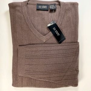 III State D-Coffee Soft Cotton V Neck Full Sleeves Jersey Size LT NEW